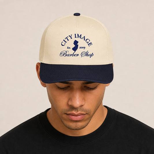 City Image Members Only Snapback (Navy/Natural) — on model