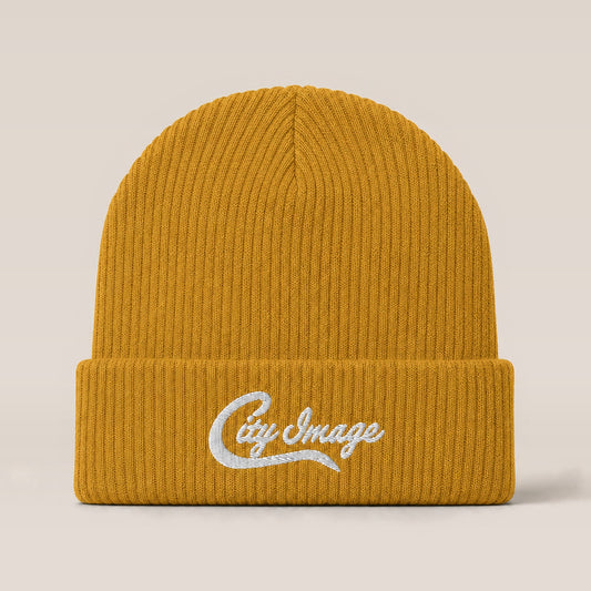 City Image Ribbed Beanie (Mustard Yellow) — front