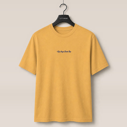 City Image Embroidered Script Tee (Mustard) studio