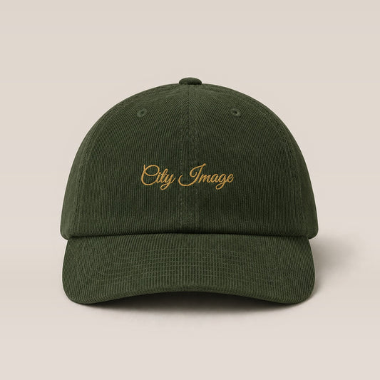 City Image Script Corduroy Hat (Dark Olive) studio