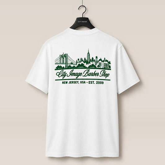 City Image Skyline Heavyweight Tee (White) - City Image Barber Shop merch, view 1