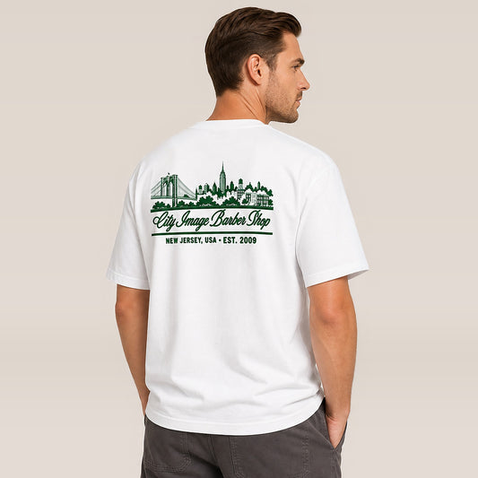 City Image Skyline Heavyweight Tee (White) on model