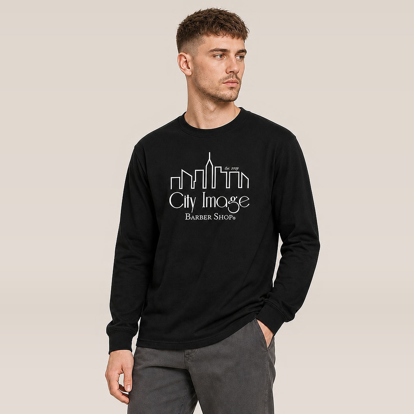 City Image Logo Long Sleeve T-Shirt — on model