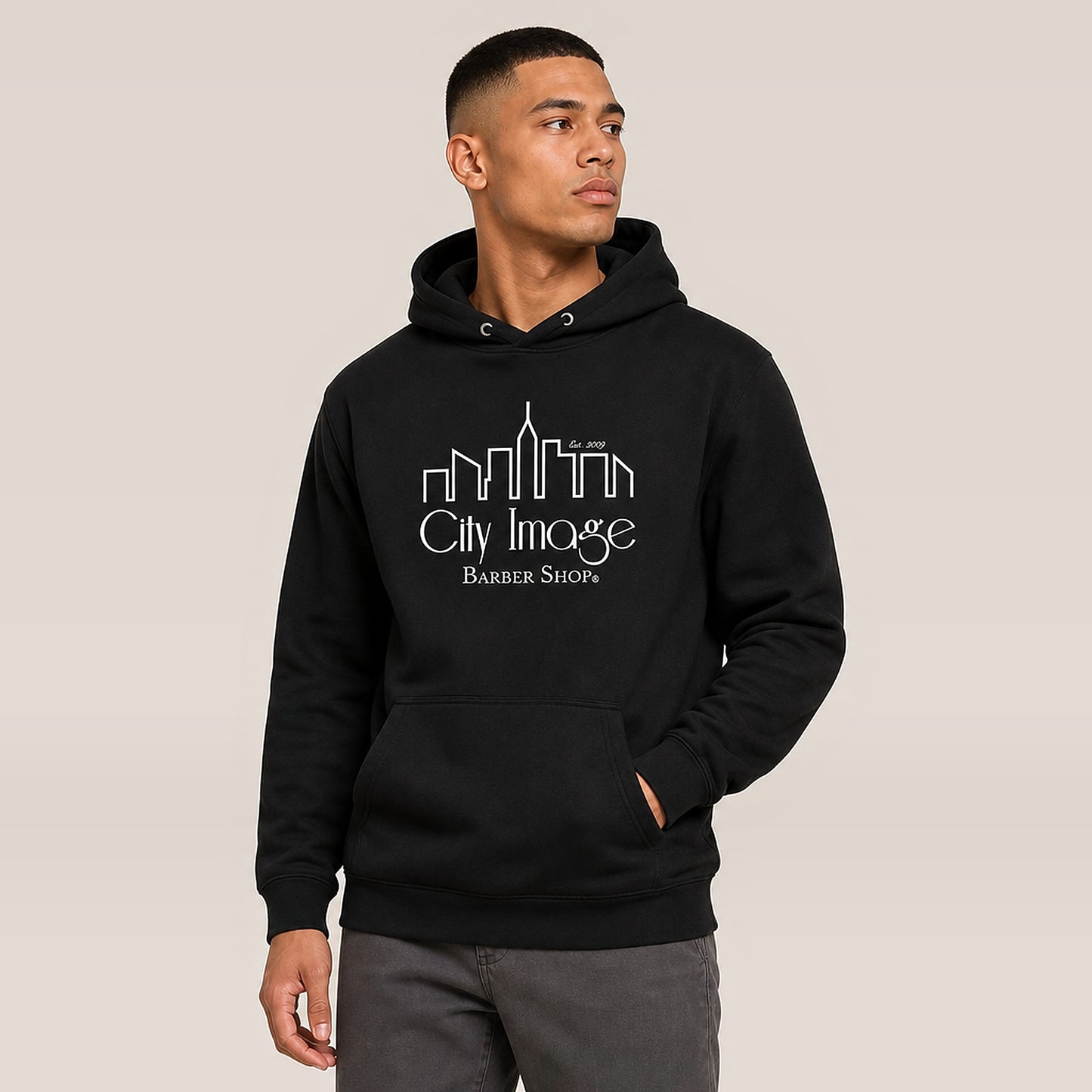City Image Logo Hoodie — on model