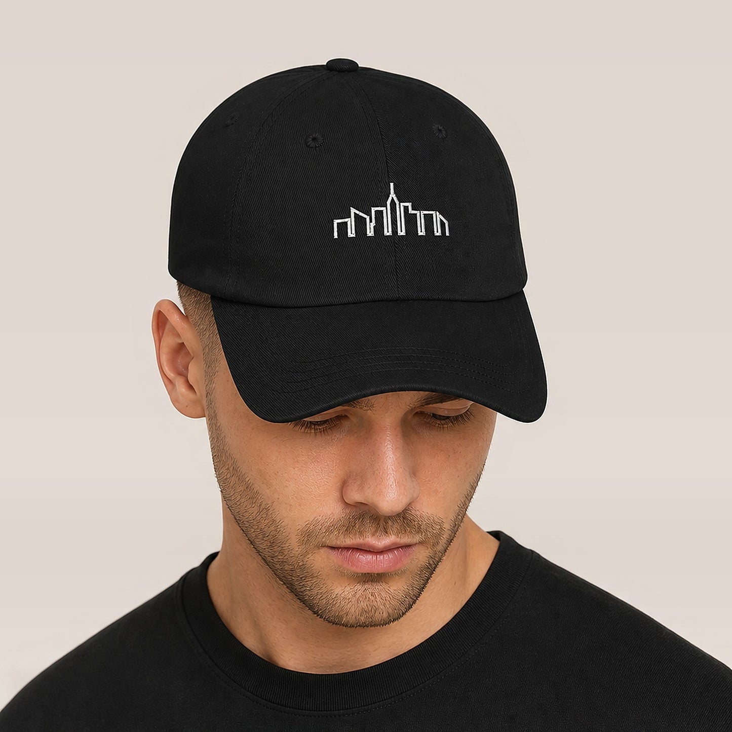 Skyline Dad Hat (Black/Spruce) — on model