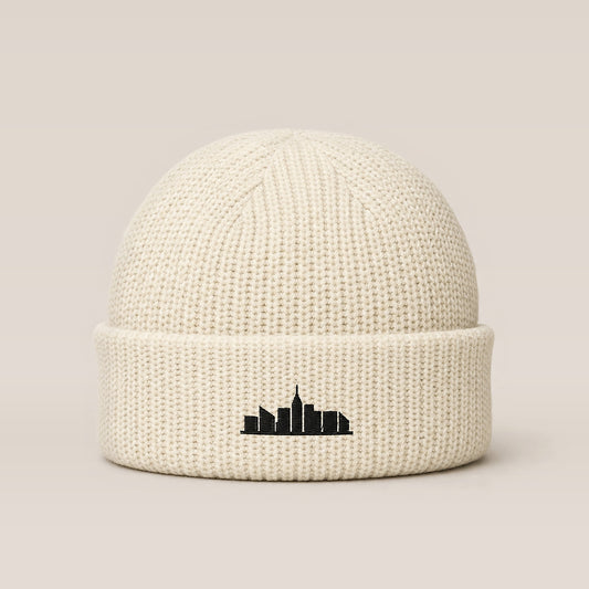 Skyline Fisherman Beanie (Off White) — front