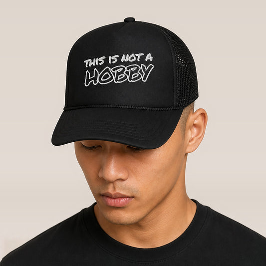 This Is Not A Hobby Foam Trucker Hat — on model
