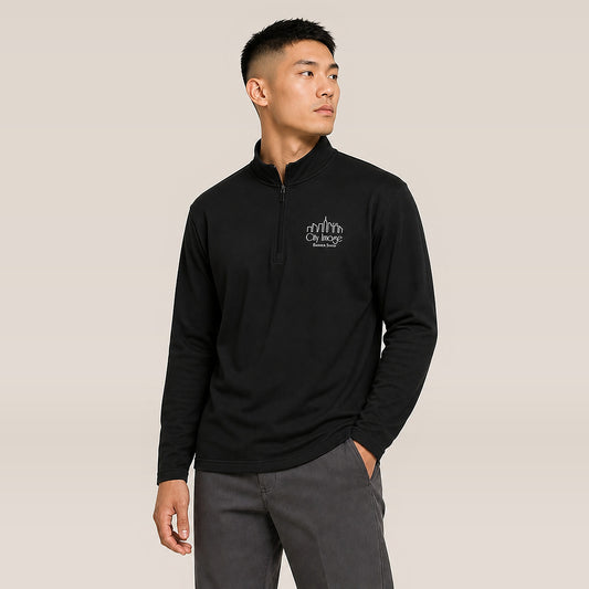 City Image Lightweight Quarter-Zip Pullover — on model