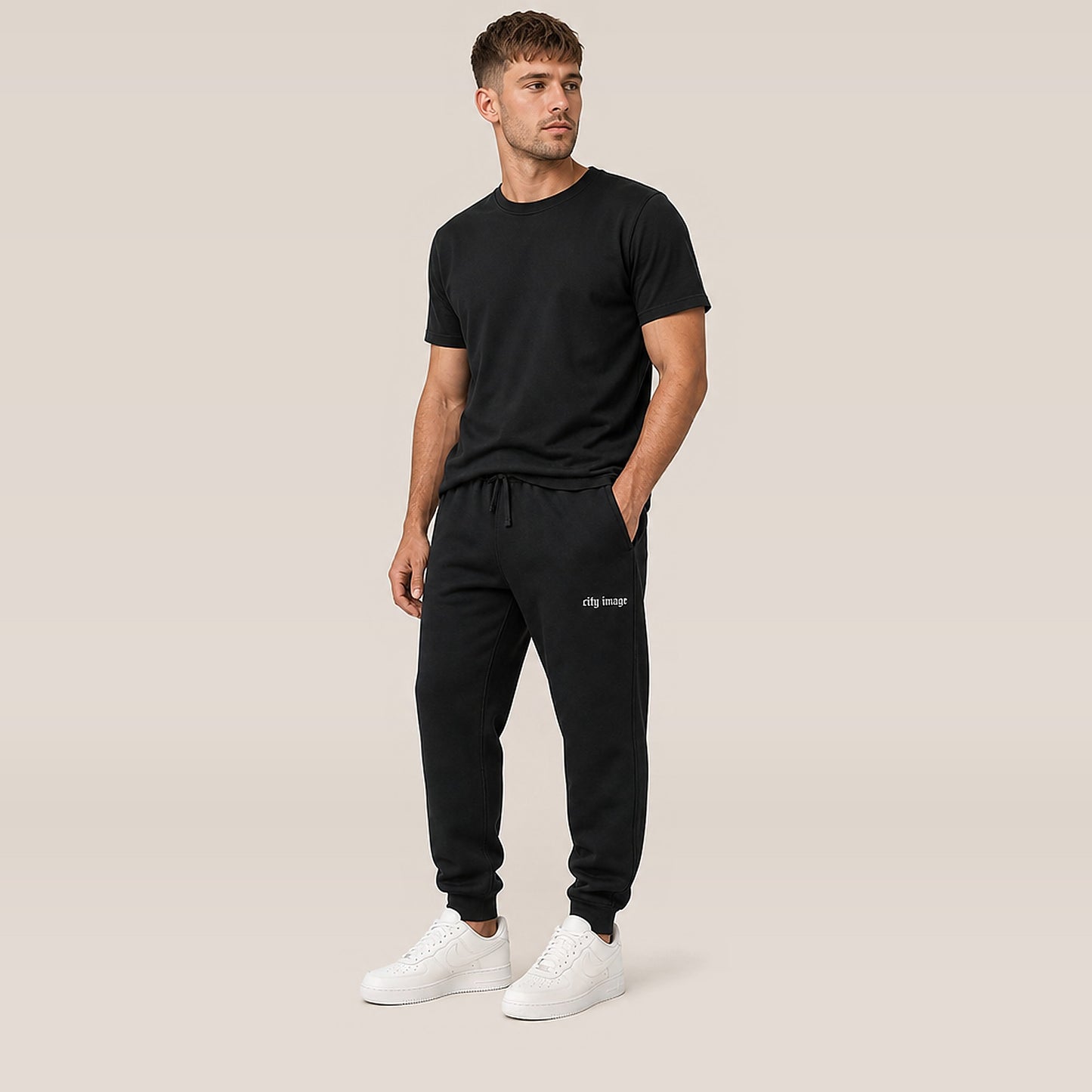 City Image Old English Jogger — on model