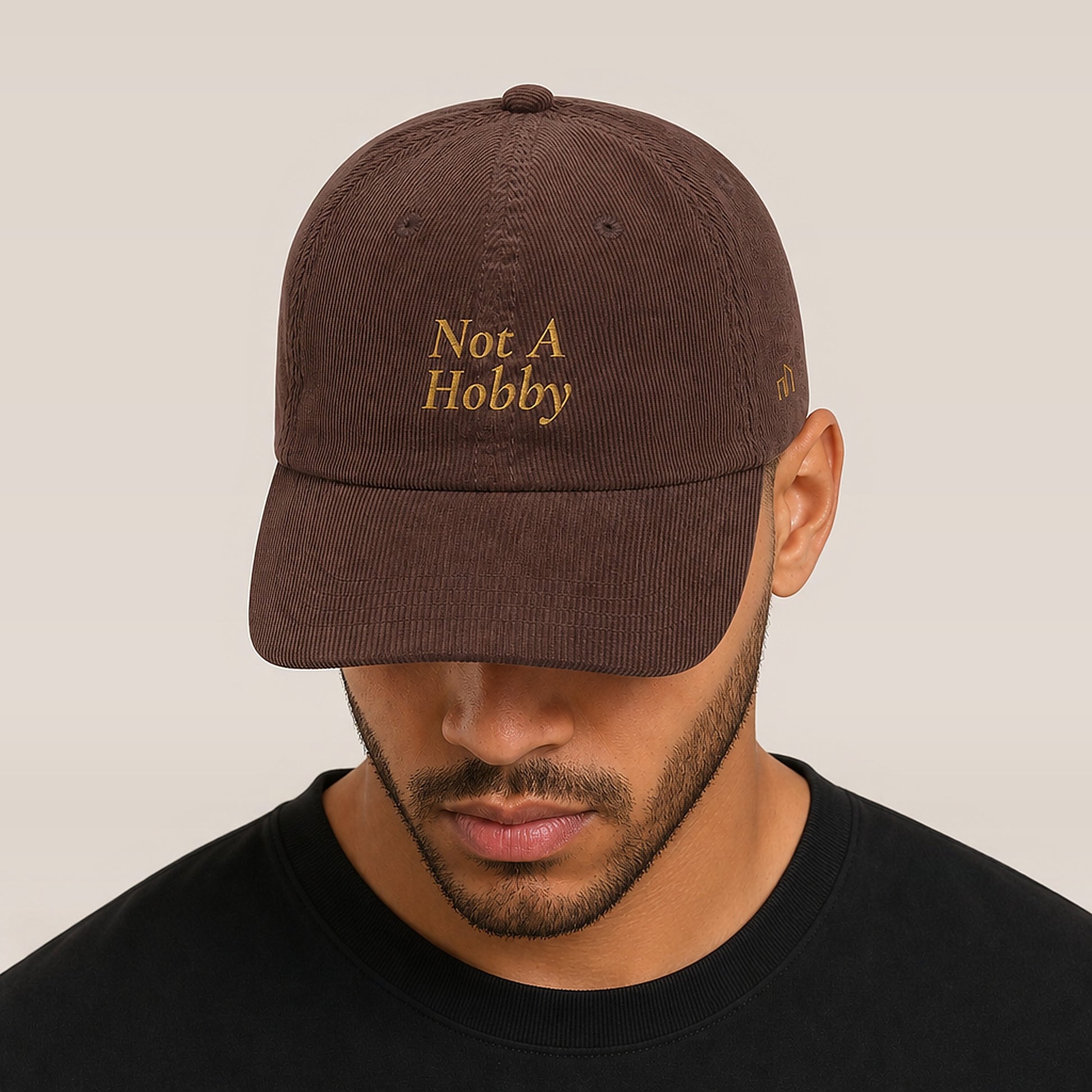 Not A Hobby Corduroy Dad Hat — on model