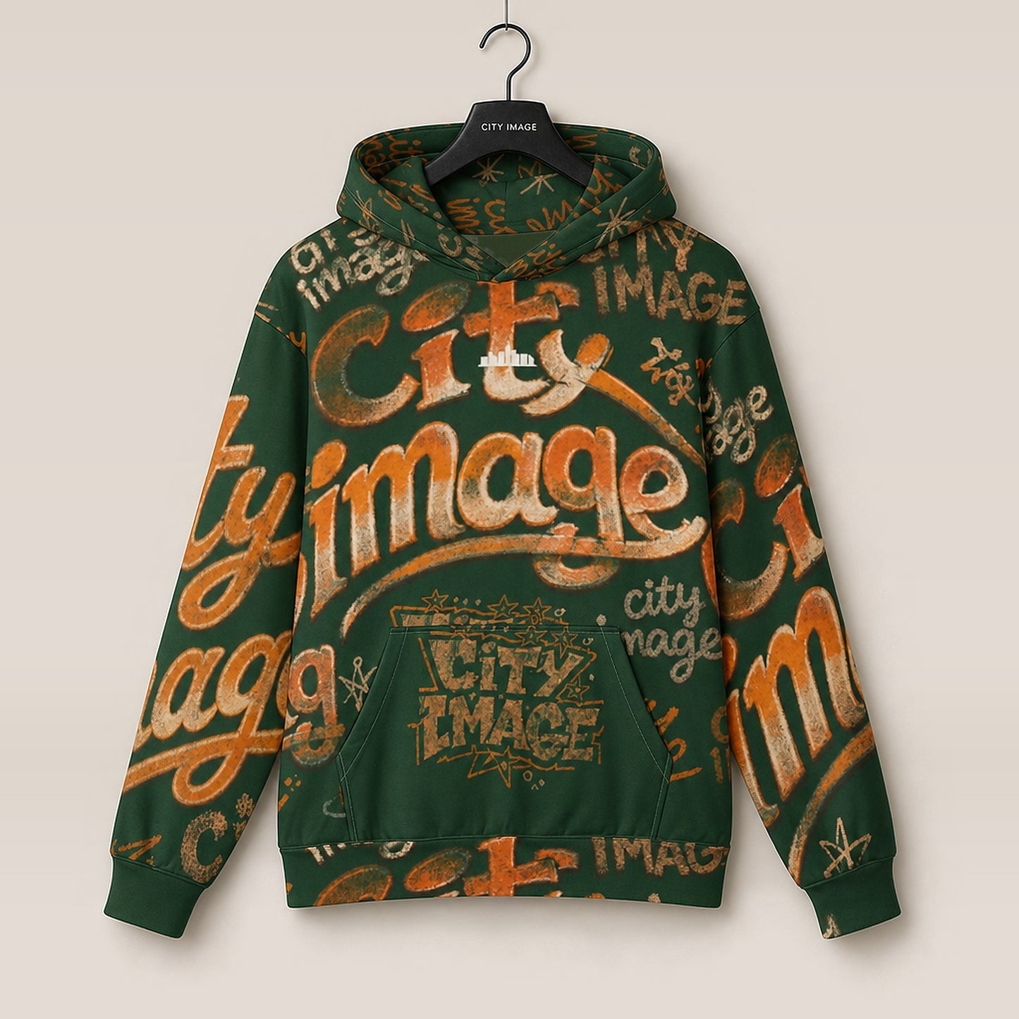 City Image All City Hoodie (Forest Green) on hanger