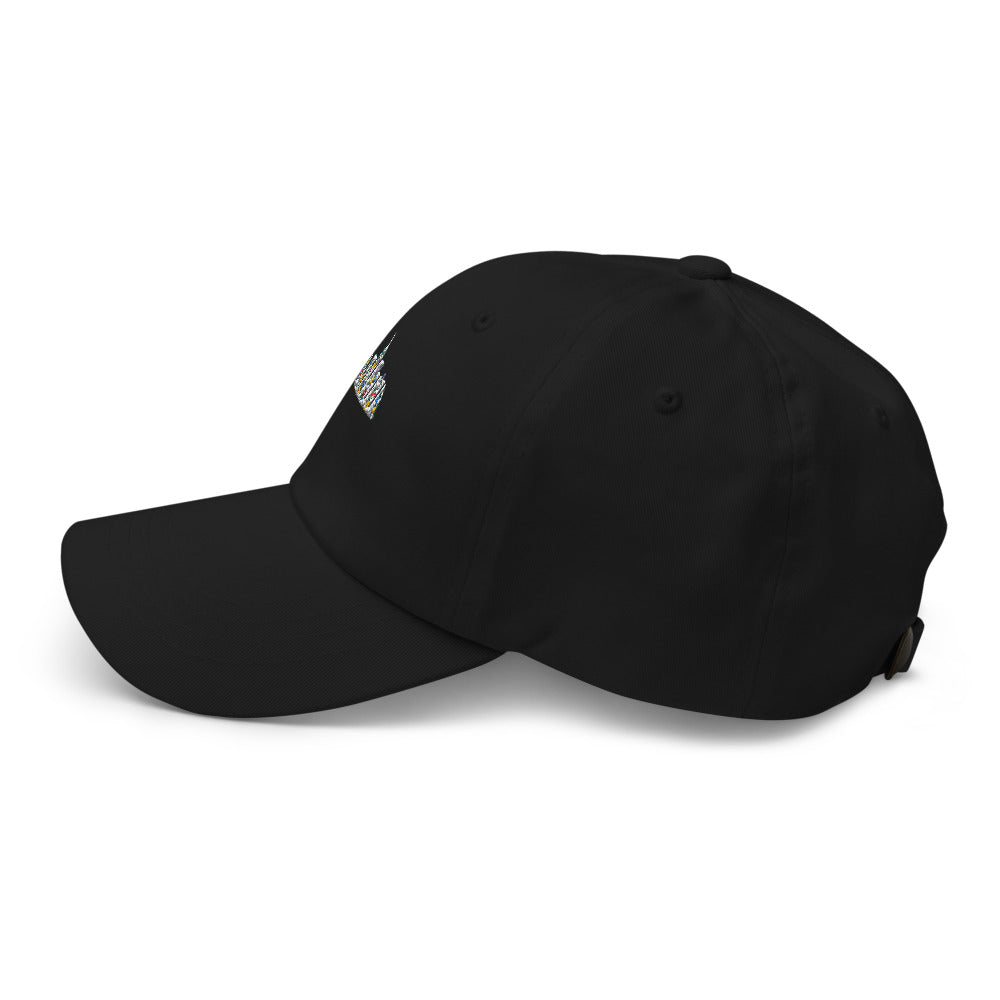 Skyline Floral Dad Hat (Black) — left side